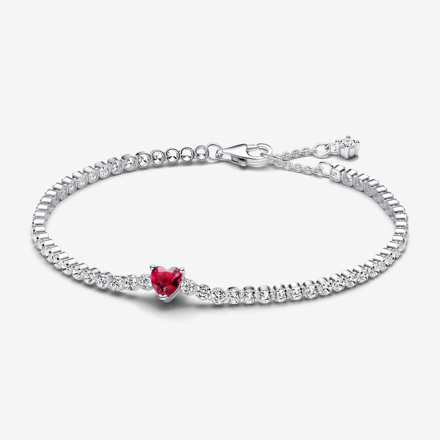 Bracciale Tennis con Cuore Rosso Pandora 590041C02