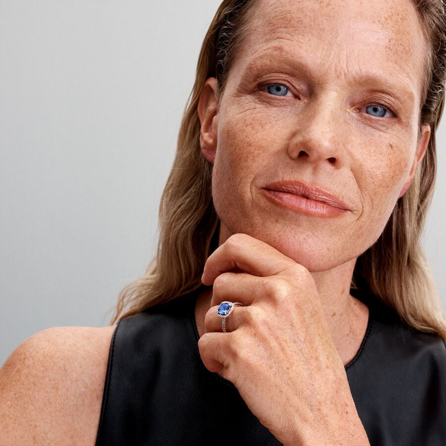 Pietra Blu Pandora Anello Pandora Punto Luce Quadrato Anello Punto