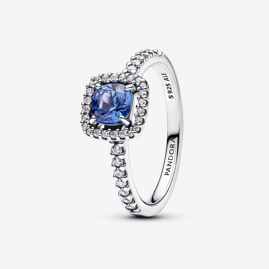 Anello Punto Luce Quadrato Blu Pandora 193555C01