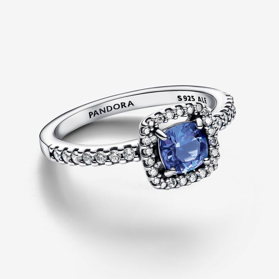 Anello Punto Luce Quadrato Blu Pandora 193555C01