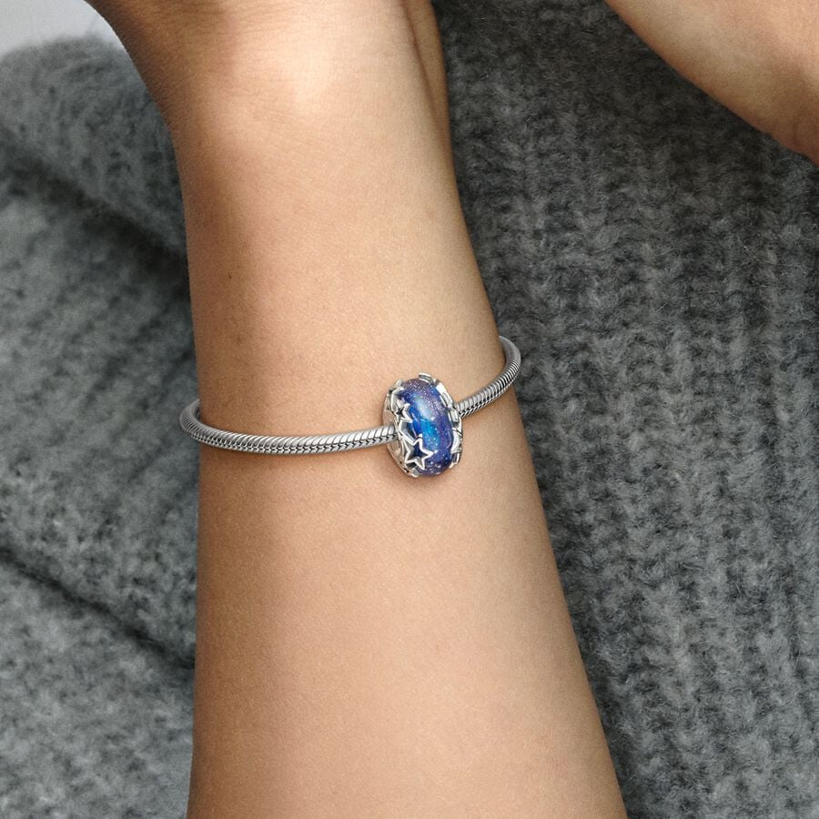 Charm Vetro di Murano Blu con Stelle Pandora 790015C00