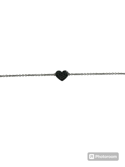 Pavé Heart Bracelet in 18 Kt White Gold and Black Diamonds Crivelli 370-XB2785