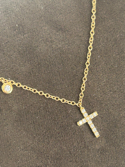 Cross Necklace in 18 Kt Rose Gold and Diamonds 234-3576-G