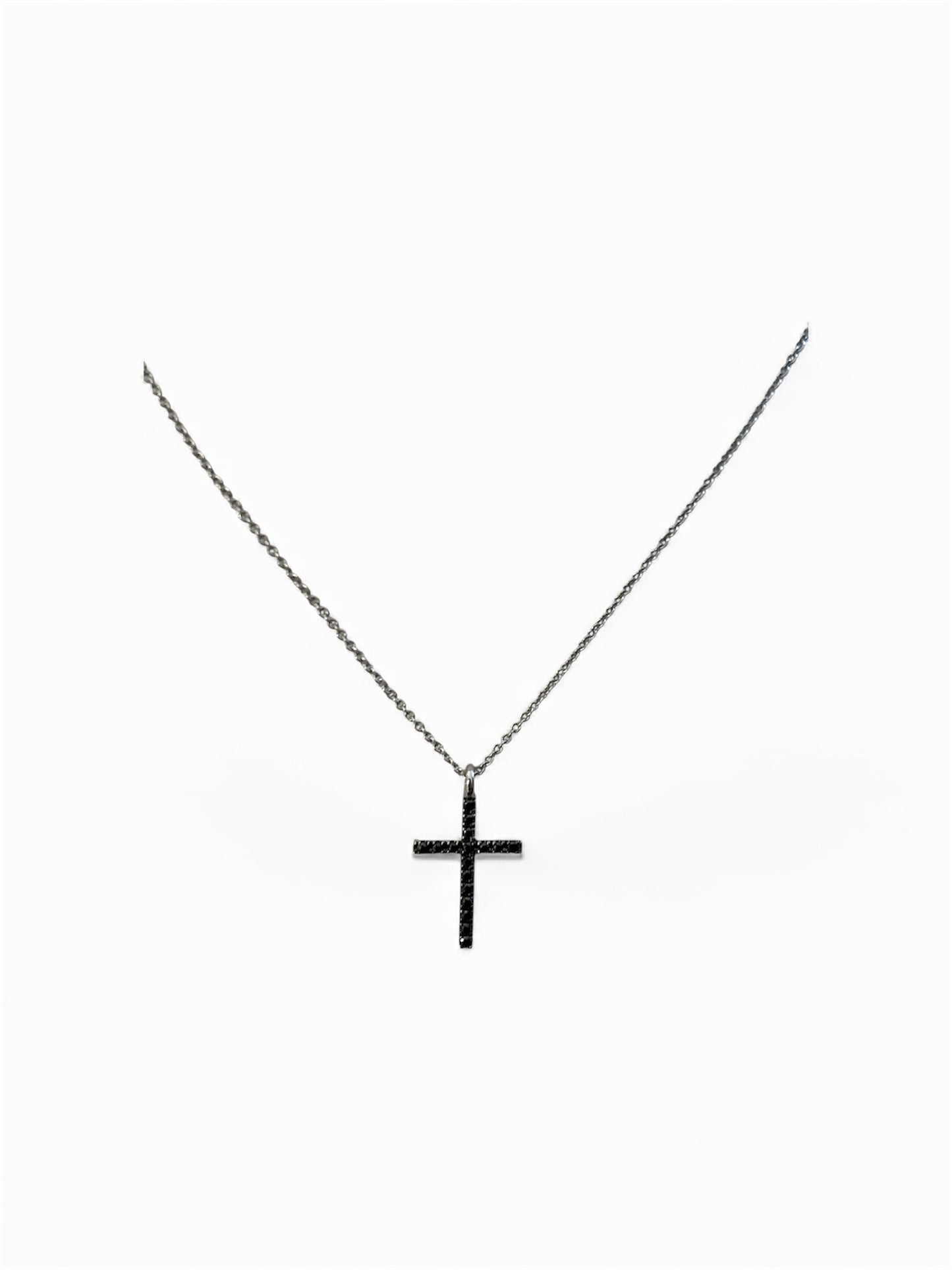 Girocollo Croce Oro Bianco 18 kt E Diamanti Crivelli 234-3977