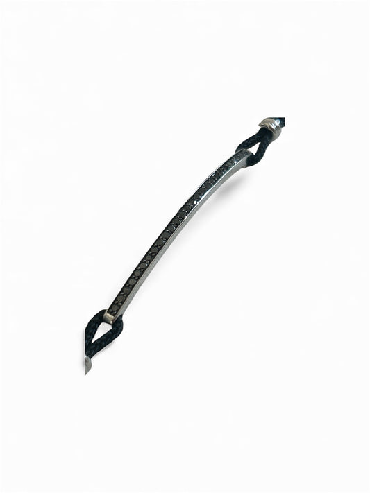 Bracciale Cordino Tennis Oro Bianco 18 Kt E Diamanti Neri Crivelli 307-VB8838