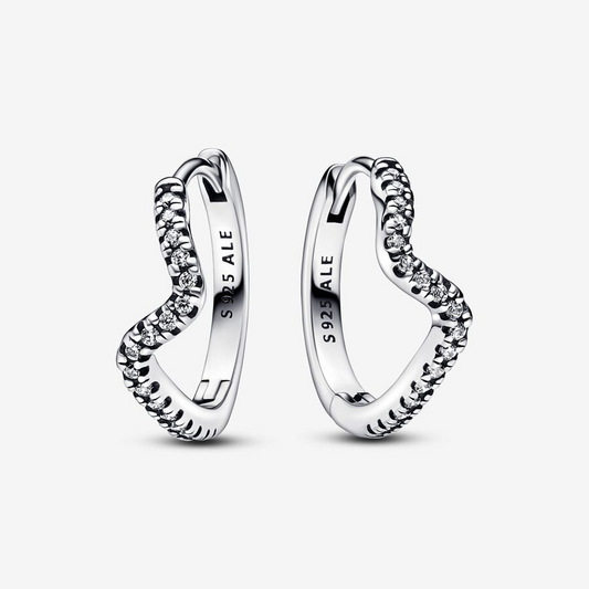 Pandora Luminous Stone Wave Circle Earrings 292545C01