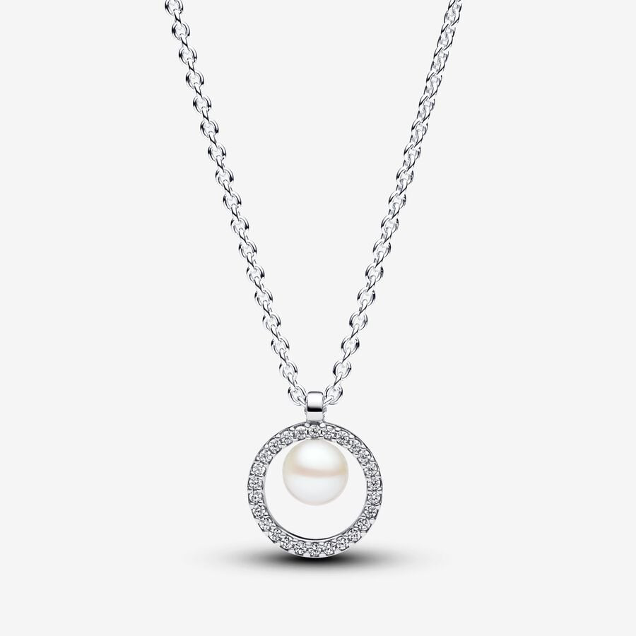 Necklace with Cultured Freshwater Pearl and Pavè Pandora 393165C01-45