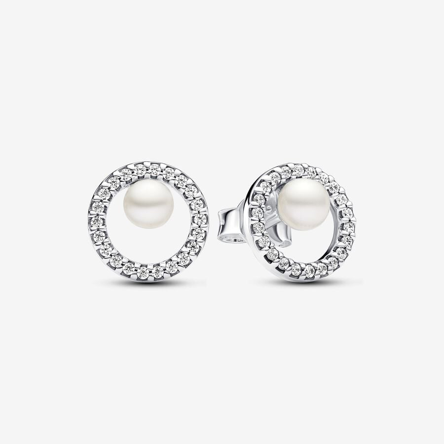 Cultured Freshwater Pearls and Pavè Earrings Pandora 293154C01