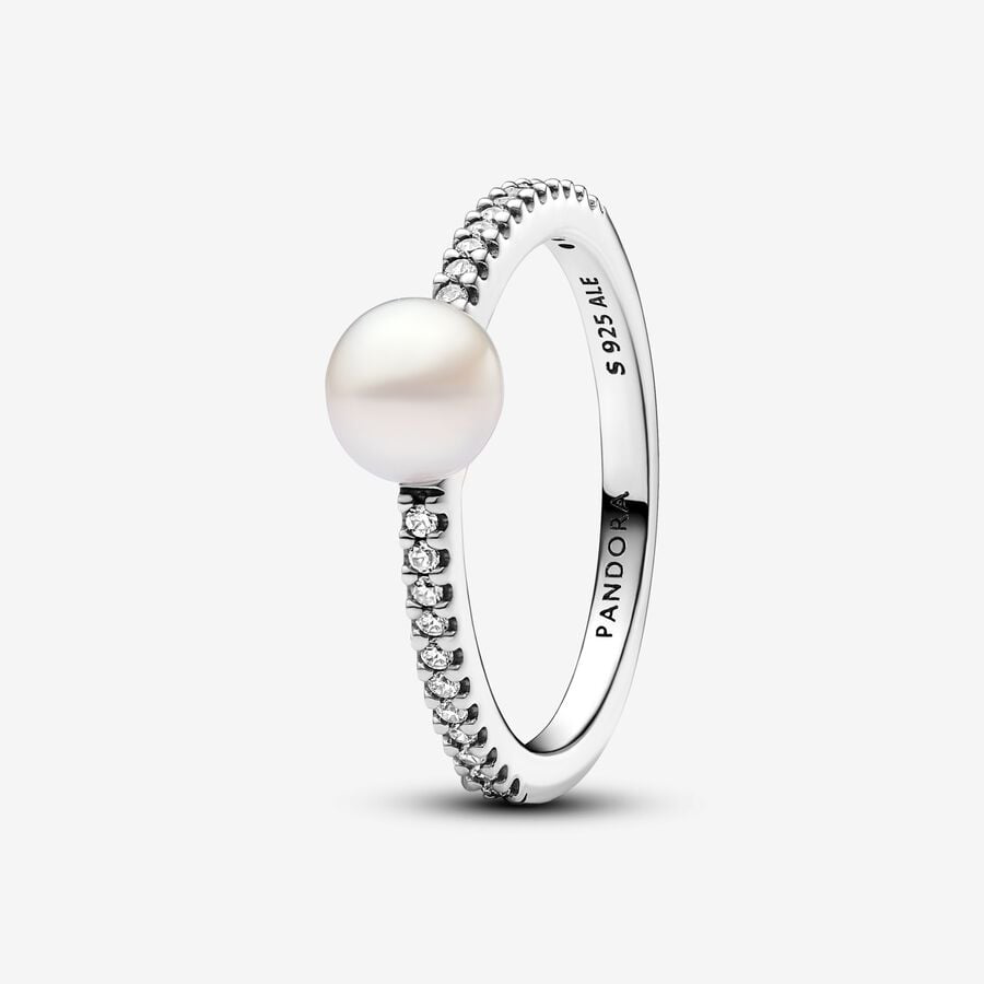 Cultured Freshwater Pearl and Pavè Ring Pandora 193158C01