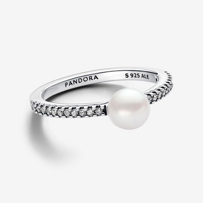 Cultured Freshwater Pearl and Pavè Ring Pandora 193158C01