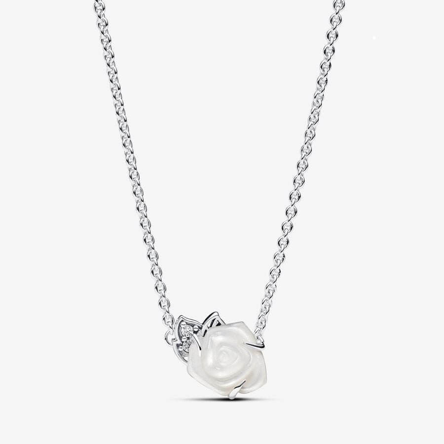 Pandora White Rose Necklace 393206C01-45