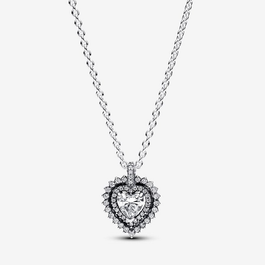 Pandora Light Point Heart and Pavé Necklace 393099C01-45