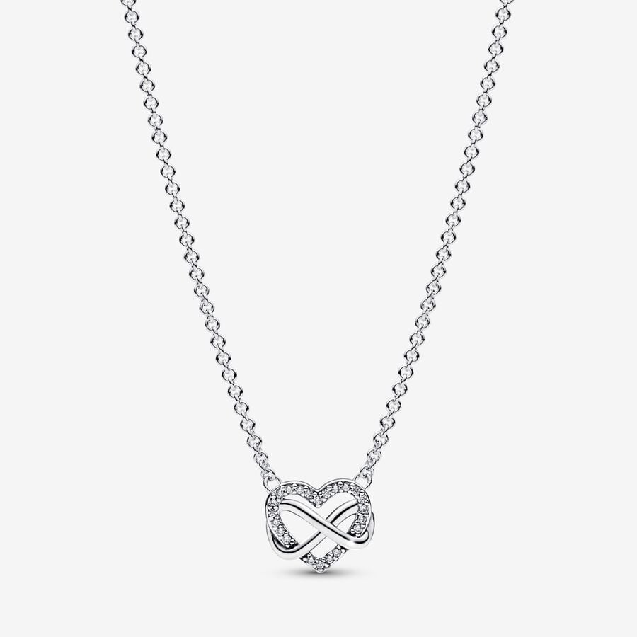 Infinity Heart Necklace with Luminous Stones Pandora 392666C01-50