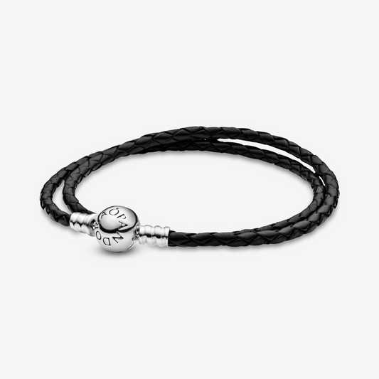 Pandora Double Black Leather Bracelet 590745CBK