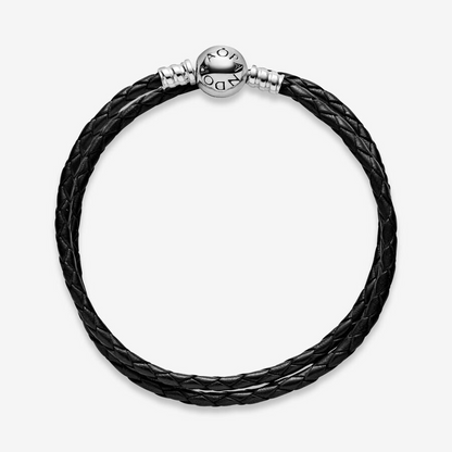 Pandora Double Black Leather Bracelet 590745CBK