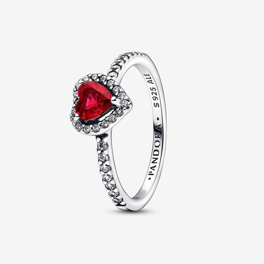 Pandora Red Relief Heart Ring 198421C02