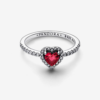 Pandora Red Relief Heart Ring 198421C02