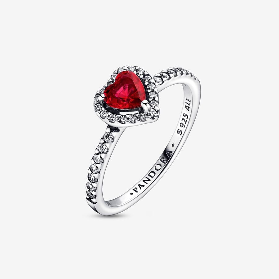 Pandora Red Relief Heart Ring 198421C02