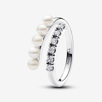 Braided Ring with Cultured Freshwater Pearls and Pavè Pandora 193145C01