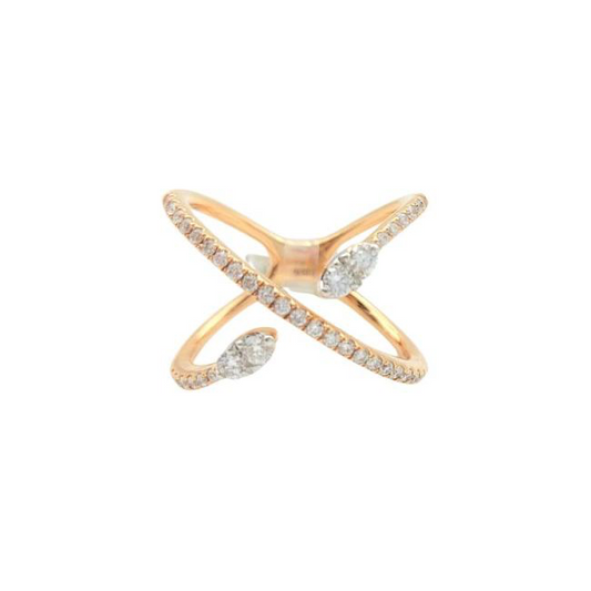 Cross Ring with Diamonds in 18 Kt Rose Gold Crivelli 370-XR5651