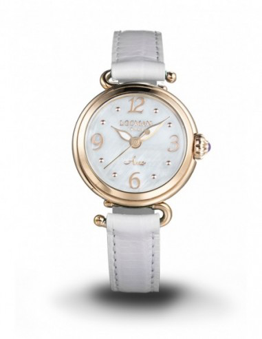 LOCMAN Amo 0701R14R-RGMWRGPW 32MM White mother-of-pearl watch with White leather strap