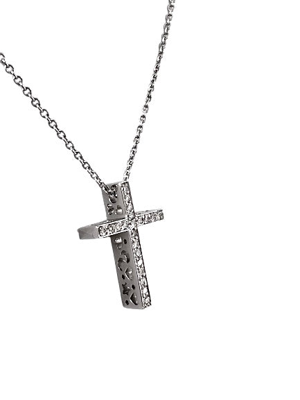 Pasquale Bruni White Gold and Diamond Cross Necklace 3815b