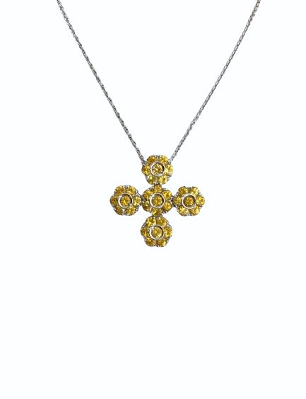 Cross Necklace White Gold and Semiprecious Stones Pasquale Bruni 8894bn