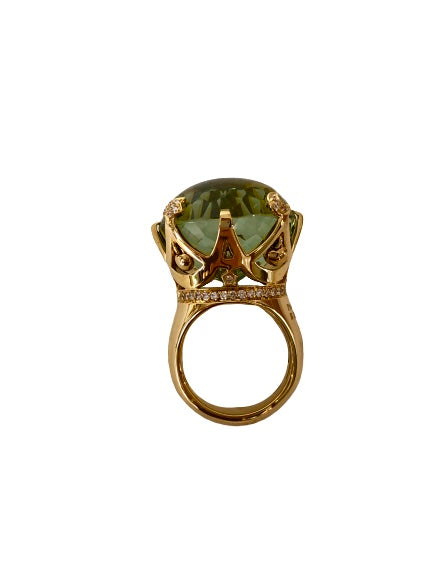 Sissi Ring Yellow Gold Prasiolite Diamonds Pasquale Bruni 13119g