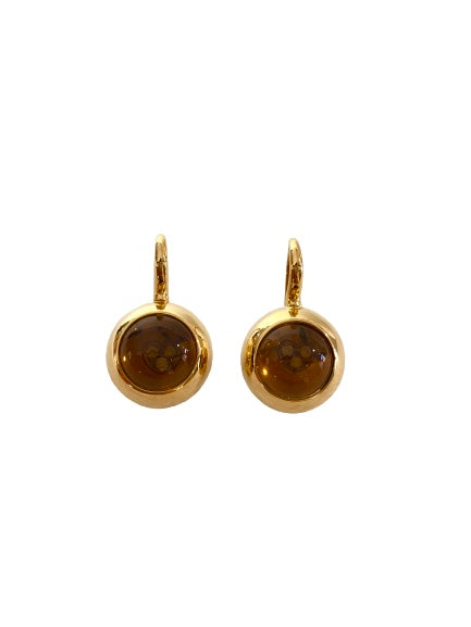 Yellow Gold Citrine Earrings with Internal Diamonds Pasquale Bruni 12745g