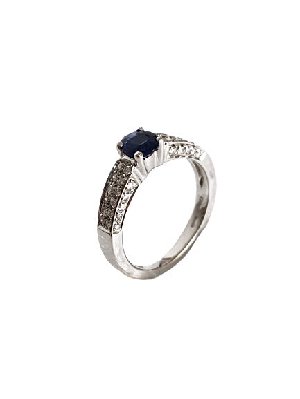 White Gold Ring Central Sapphire Diamonds Crivelli 065-1725