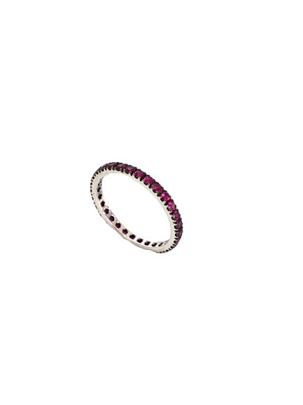 Anello Riviera A Giro Oro Rubini Oro Bianco 18 Kt Crivelli 093-R2