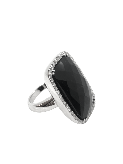 White Gold Onyx Briolé Ring with Crivelli Diamonds 204-1306