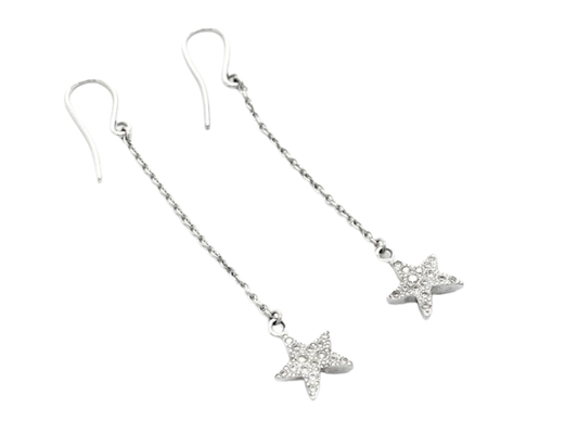 Orecchino Ago Stella Marina Oro Bianco 18 Kt e Diamanti Dodo Mezzo Paio Dorhstpob/b
