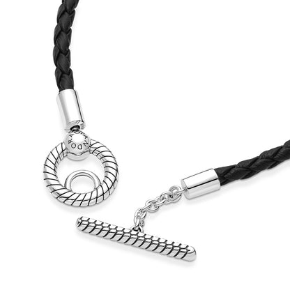 Moments Braided Leather T-Bar Bracelet Pandora 591675C01